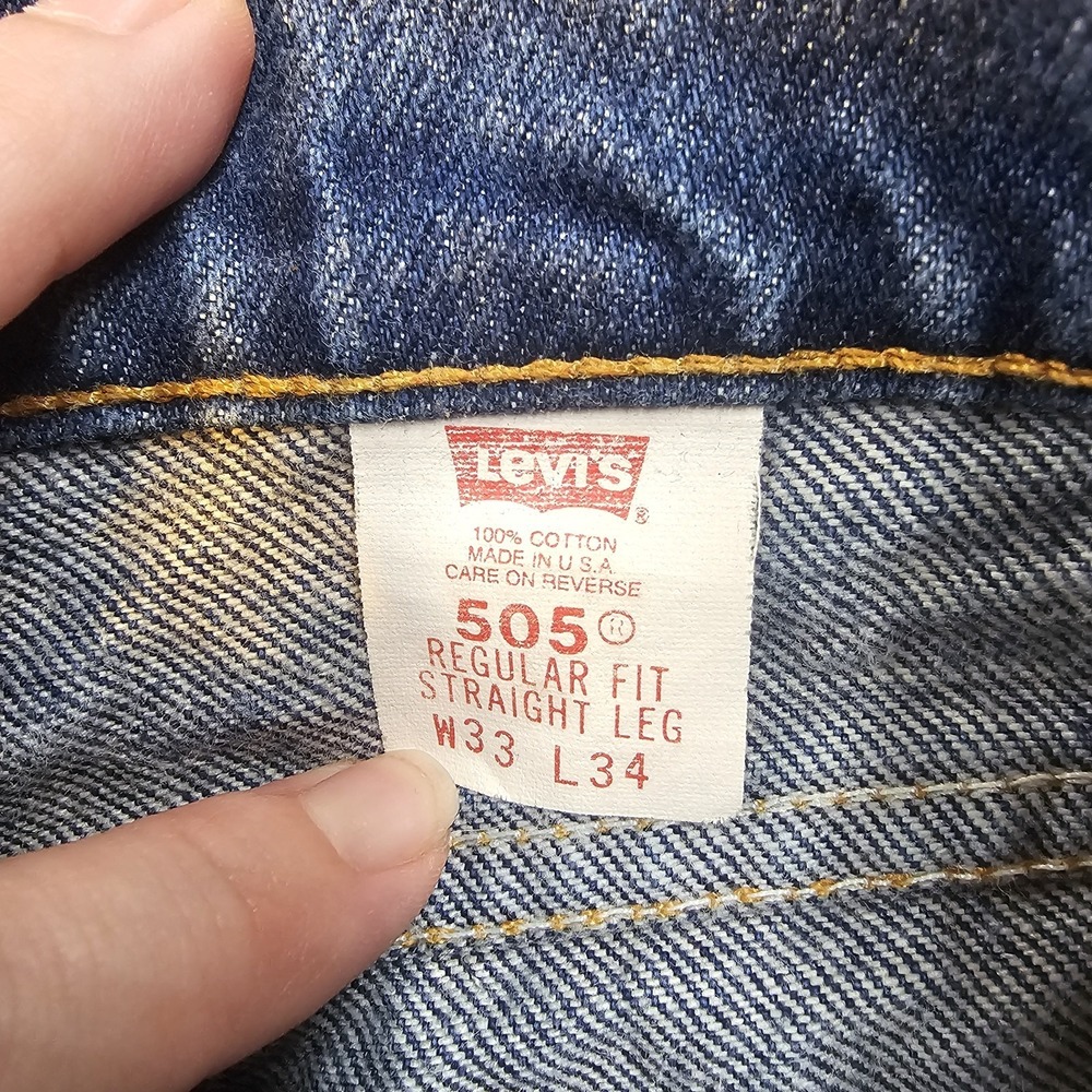 Vintage Levi's 505 Orange Tab USA Mens 33x34 Distressed Straight Leg Jeans - Picture 2 of 12